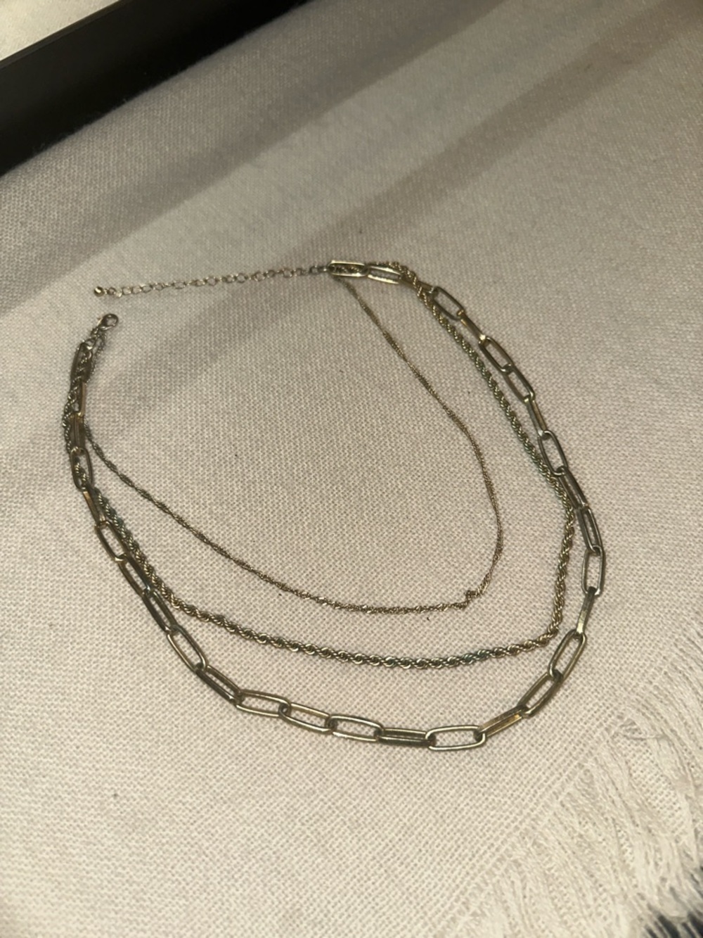 Source Unknown Triple-Layer Gold Chain Necklace